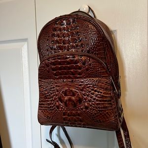 Melbourne Collection Dartmouth Crocodile-Embossed Backpack Pecan color
